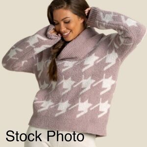 Barefoot Dreams Cozy Chic Houndstooth Sweater Women’s Size Large #0196